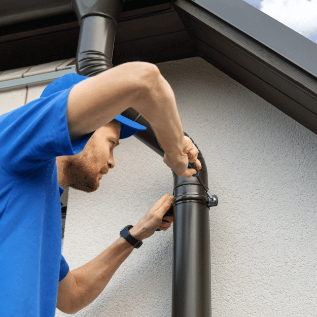 Professional Installing House Roof Gutter